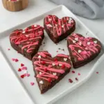 Brownies decorados en forma de corazón, perfectos para ocasiones especiales.