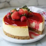 Cheesecake de fresa fresco y apetitoso en un plato