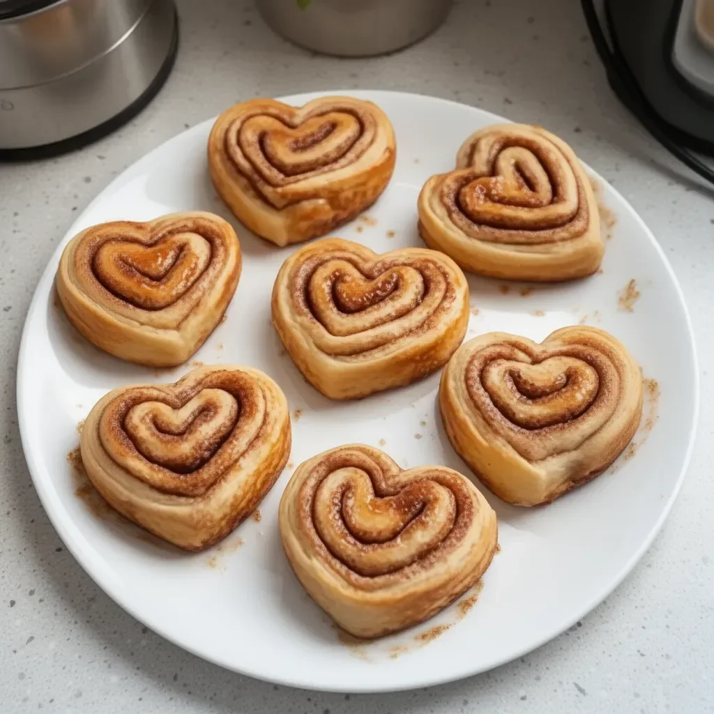 Receta de rollos de canela en forma de corazón para San Valentín
