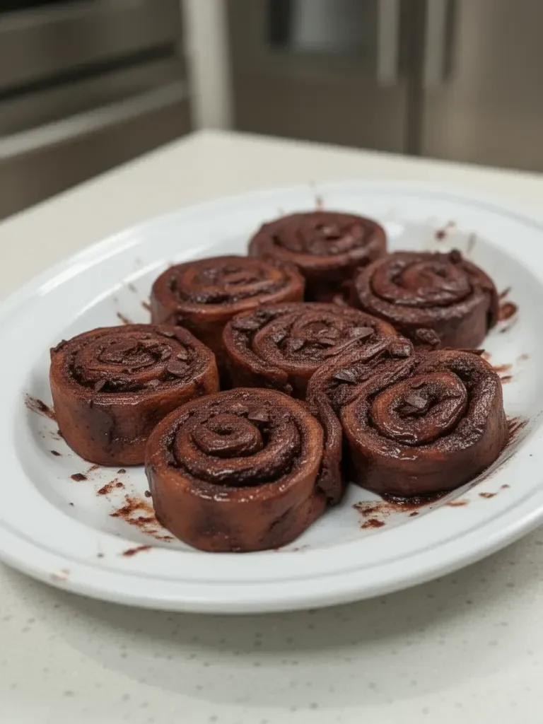 Rollos de chocolate fundido en canela