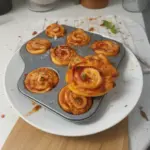 Rollos de pizza recién horneados con ingredientes frescos y sabrosos.
