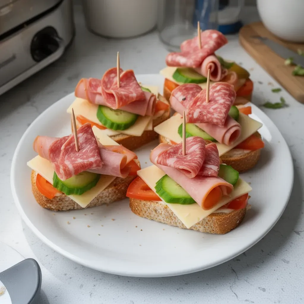 Sándwiches club de té fáciles y deliciosos en una bandeja