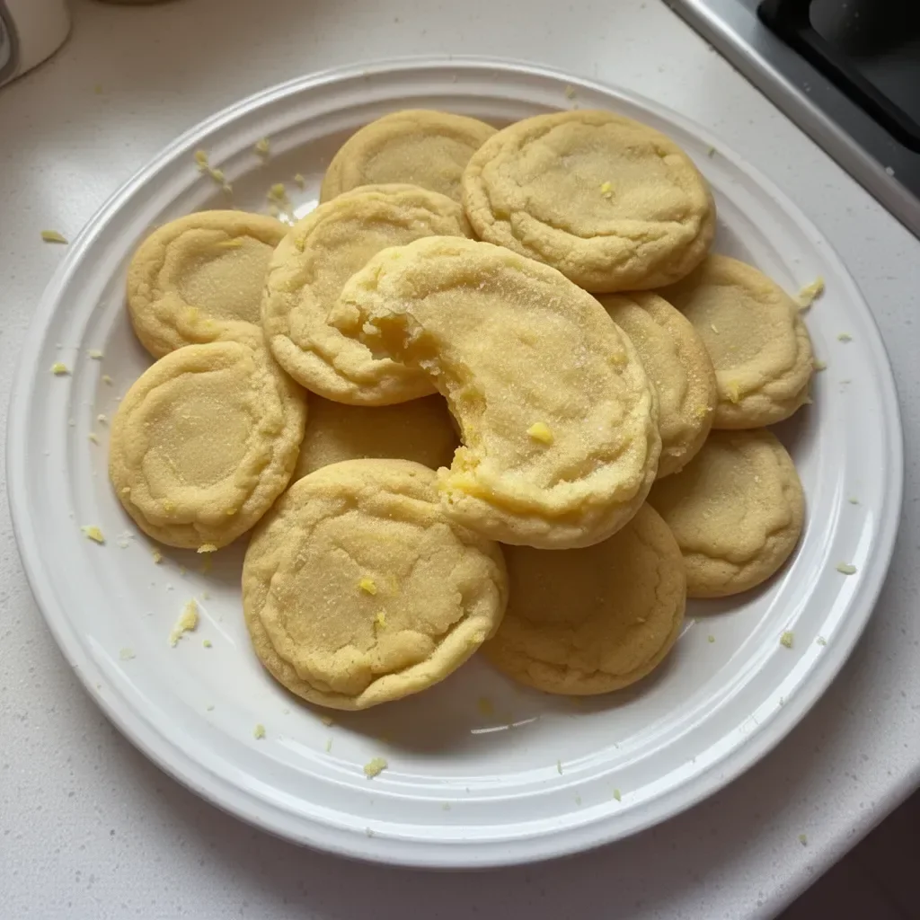 Galletas de limón suaves y masticables recién horneadas