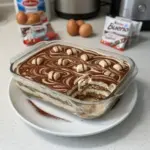 Tiramisu Kinder Bueno con capas de crema y chocolate