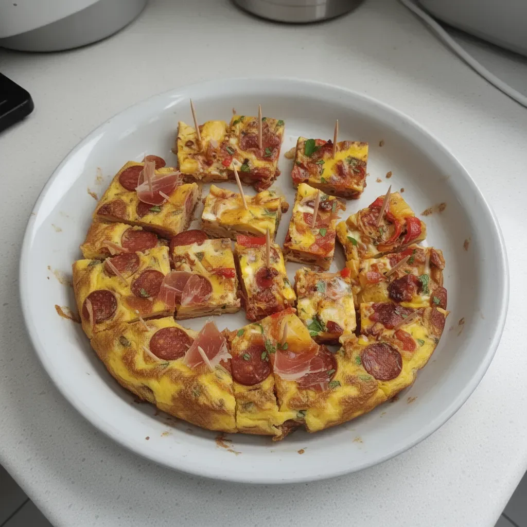Deliciosa Tortilla Española con Chorizo y Jamón Serrano recién hecha.