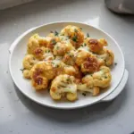 Trozos de coliflor dorados al horno con queso crujiente